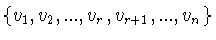 $\{ v_1 ,v_2 ,...,v_r , v_{r+1},...,v_n \}$