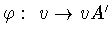 $\varphi :\ v\rightarrow vA^{\prime}$