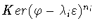 $Ker(\varphi - \lambda_i\varepsilon)^{n_i}$