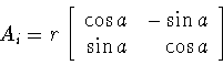 \begin{displaymath}A_i=r\left[
\begin{array}{rr}
\cos a&-\sin a \\
\sin a & \cos a \\
\end{array}
\right]\end{displaymath}